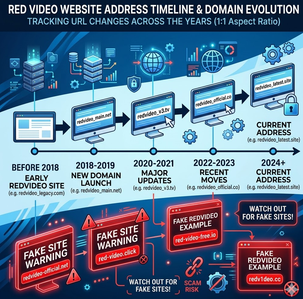 빨간비디오 주소 변경 추이를 보여주는 타임라인