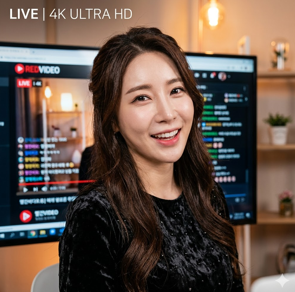 고화질 샘플 클로즈업 스크린샷, 여캠의 선명한 표정과 4K 화질 강조