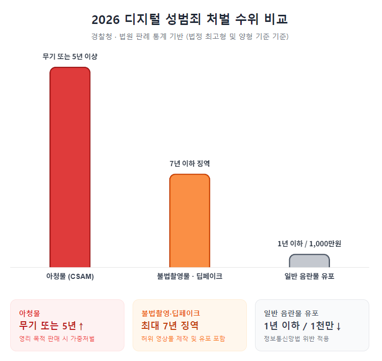 2026 디지털 성범죄 처벌 수위 비교