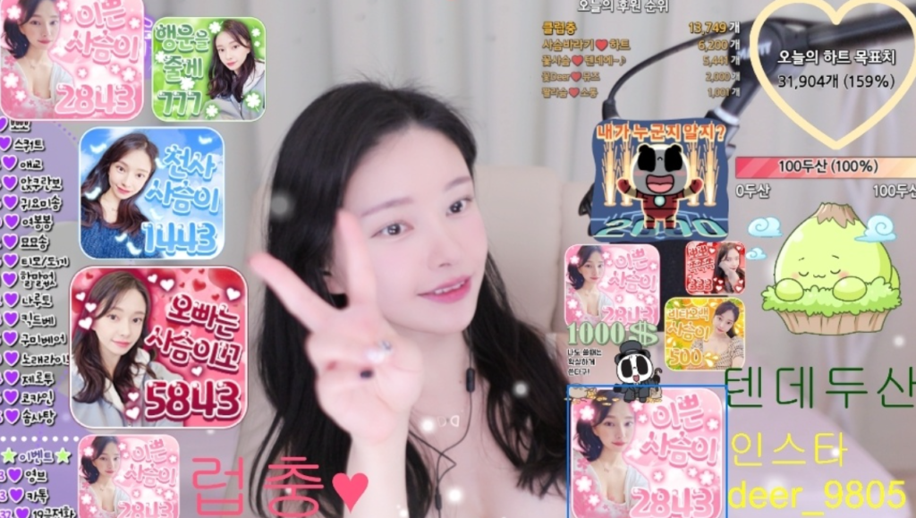 사슴 방송을 하고 있는 모습 사슴 방송을 하고 있는 모습